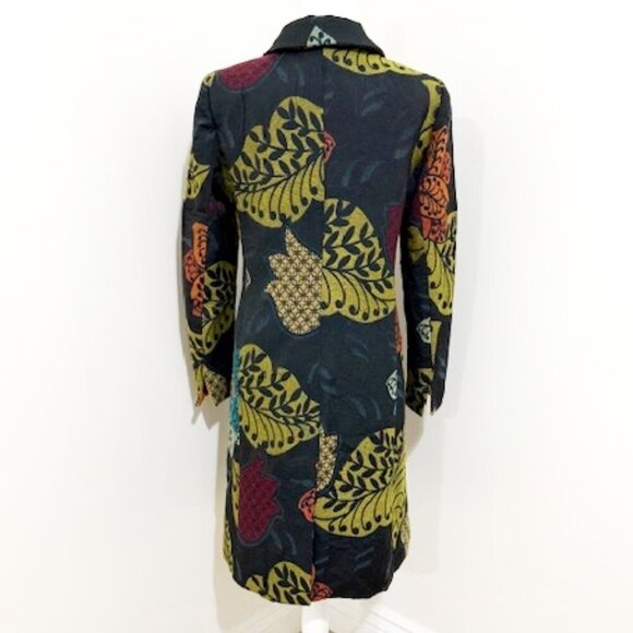 Vintage Floral Embroidered Tapestry Long Jacket Coat Long Sleeves Boho Size 6 - Picture 5 of 9